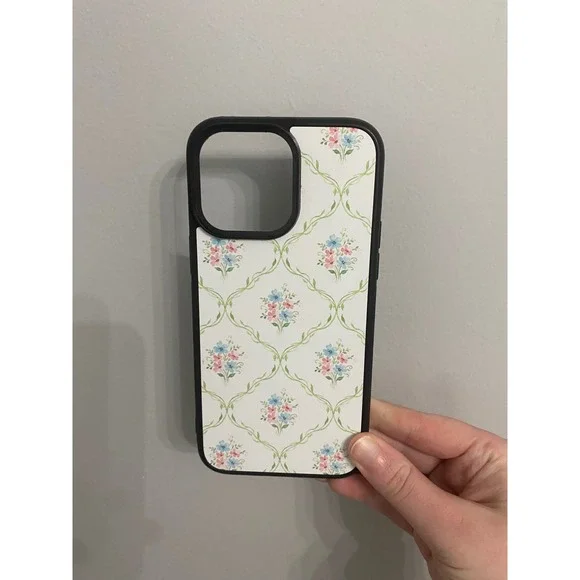 iPhone 14 Pro Max Case Cream Black Floral Trellis Vintage Cottagecore Aesthetic