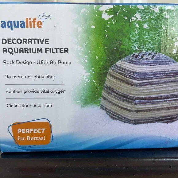 Penn-Plax Decorative Striped Rock Bubble Aquarium Filter Filtration Set - 10 Gal