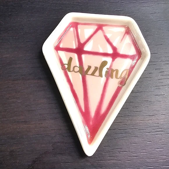 Pink and Gold Diamond Jewelry Tray Organizer Trinket