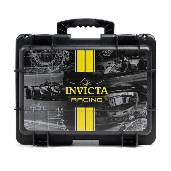 Invicta Racing 8-Slot Watch Dive Impact Case Black Yellow Formula 1 F1 Briefcase