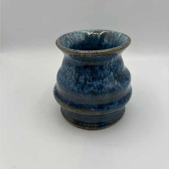 Glazed Blue Pottery Accent Vase or pencil holder