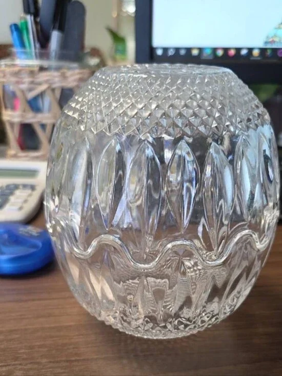2 Piece Interlocking Vintage Lead Crystal Candy/trinket Bowl W/ Diamond Pattern
