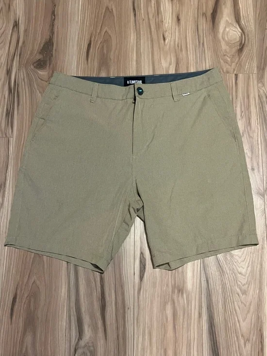 Linksoul Men's Khaki Flat Front Laser Cut Perforated Shorts