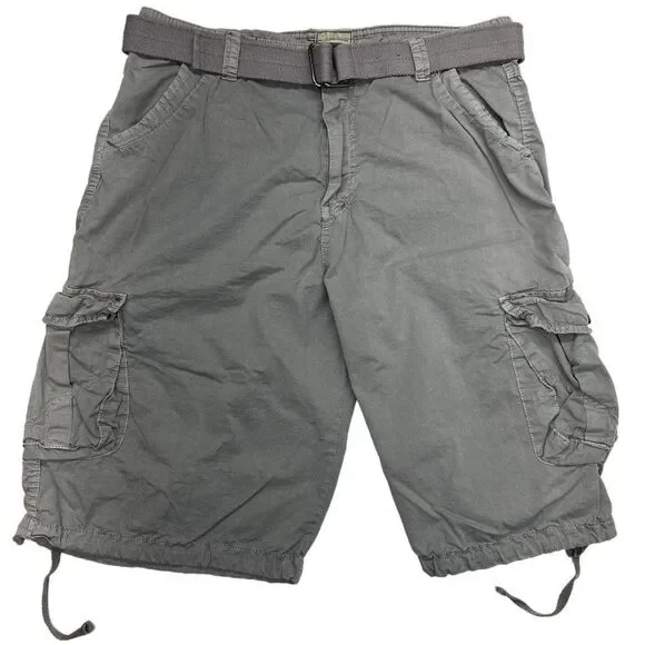 Belted Grey Cargo Shorts (36)