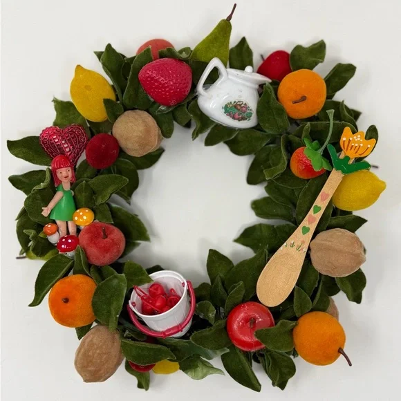Vintage Fruit and Trinket Wreath