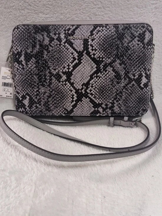 Michael Kors Black and Gray Snake Print Crossbody Bag NWT