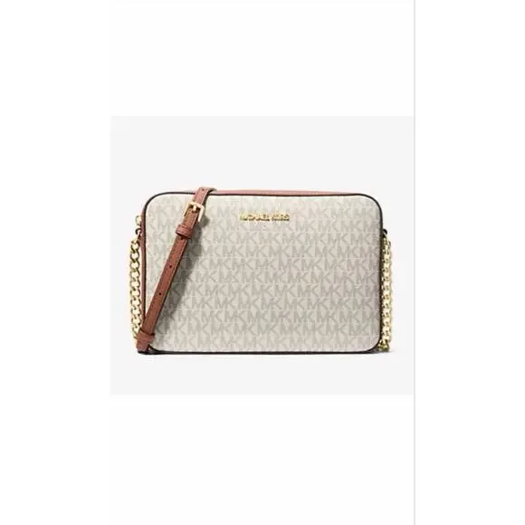 Michael Kors Jet Set Crossbody MK Signature Vanilla Purse Bag