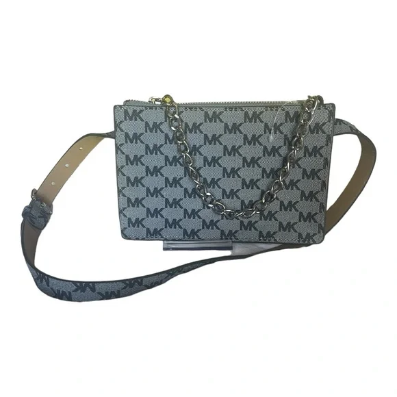 Michael Kors New Logo Fanny Pack Belt Wallet Waist Gray NWOT