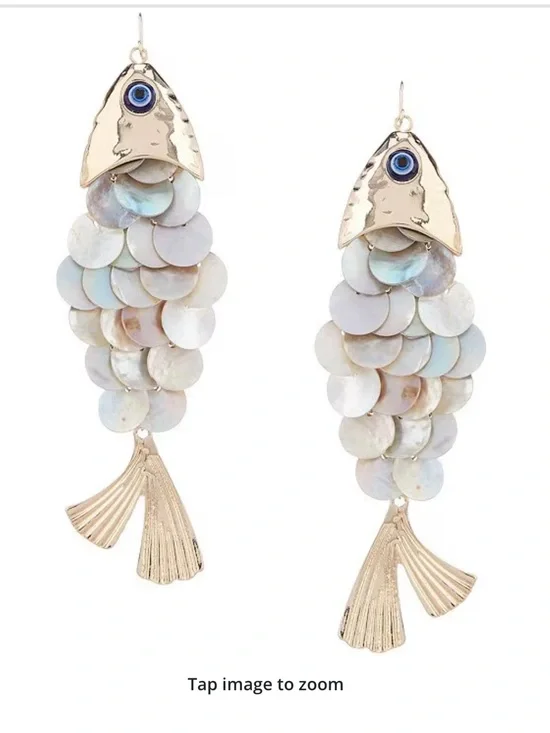 Scale Fish Statement Drop Earrings