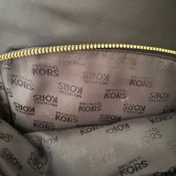 Michael Kors Black Nylon Backpack Gold Hardware Medium Size