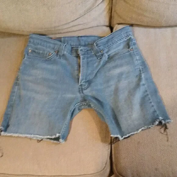 Men's Blue Denim Cutoff Shorts RL6