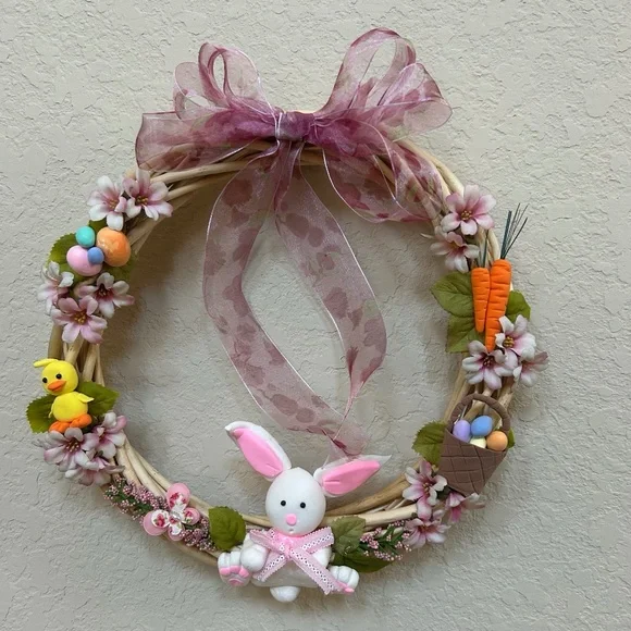 Easter Wreath- Cold Porcelain-Handmade. NWOT