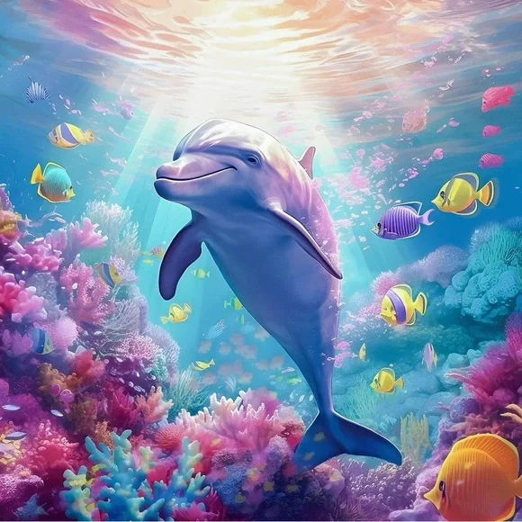 A 12” x 12” Colorful Underwater Scene on canvas