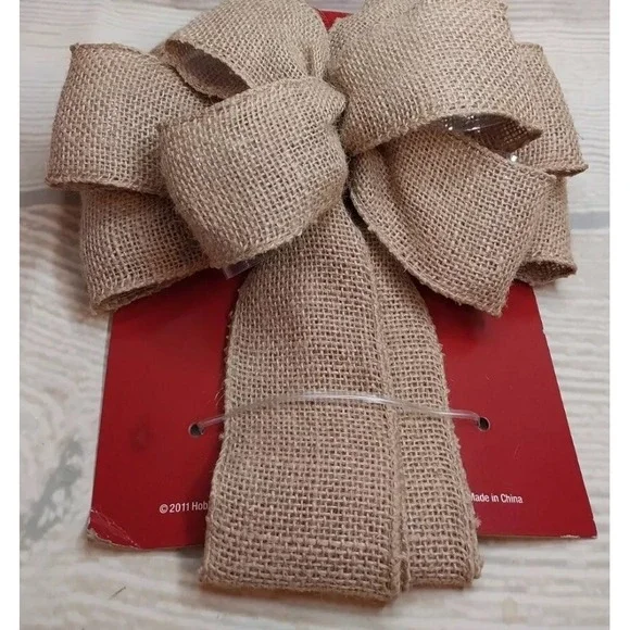 New! Christmas Large Burlap Bow Decoration 9 x 14