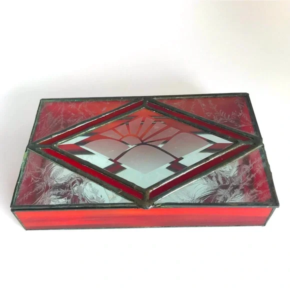 Vintage Stained Glass Jewelry Box