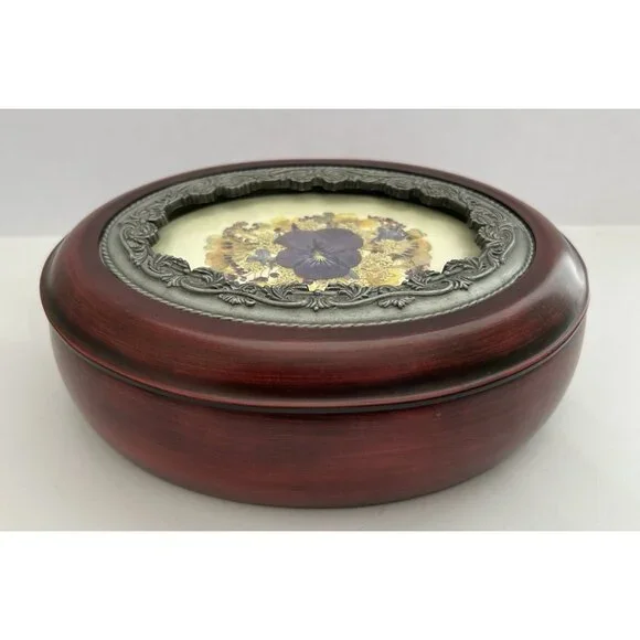 Jewelry Trinket Box Dried Pressed Wildflowers Oval Picture Frame Cottagecore