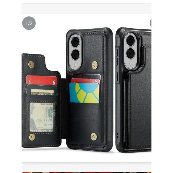 Vinich Samsung Galaxy S25 Edge Wallet Case Card Holder Kickstand Black‎