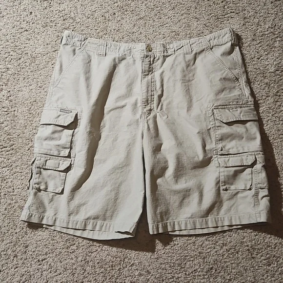 Woolrich Cargo Shorts Mens 42 Beige Ripstop Cotton Buttoned Pockets Spot See Pic