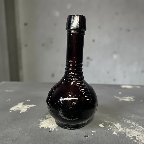 Vintage Purple Miniature Glass Bottle Ball & Claw Bitters 3.25