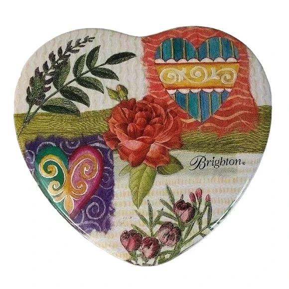 Brighton Heart Shaped Jewelry Organizer Storage Tin Gift Box Trinket Collectible