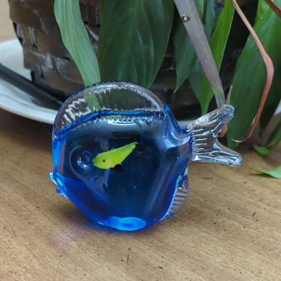 Blue Glass Fish Figurine