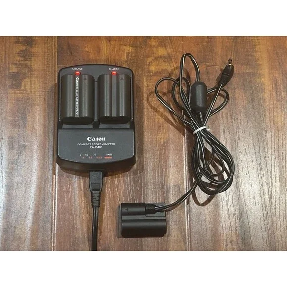 Canon Compact Power Adapter CA-PS400 Charger with DR-400 DC Coupler & Batteries
