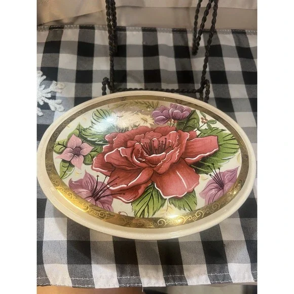 VTG CASUAL MUSIC TRINKET/JEWELRY‎ BOX FLORAL LID 8.5L x 6W x 2.5H (80)