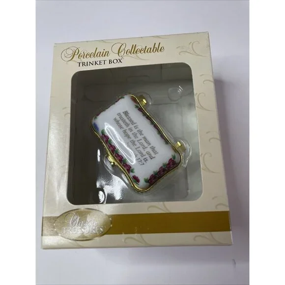 NIB Classic Treasures Porcelain Collectible Trinket Box‎ Jeremiah 17:7 Religious