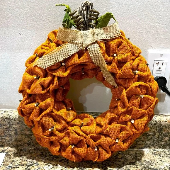 Burlap Pumpkin Wreath