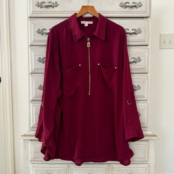 Michael Kors Burgundy Classy Top