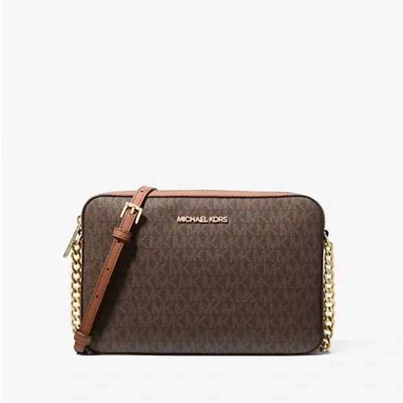 Michael Kors Jet Set Large East/West Crossbody Bag – Brown Signature – NWT