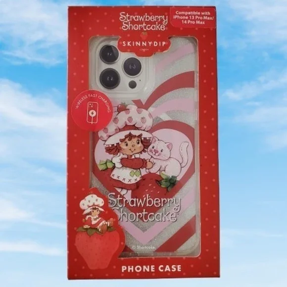 NEW Strawberry Shortcake & Cat Custard IPhone 13 Pro Max & 14 Pro Max Phone Case