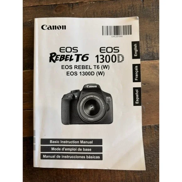 Canon EOS Rebel T6 1300D Instruction Manual OS White Good Multilingual Guide