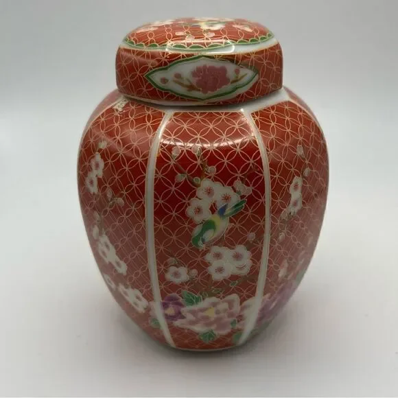Cloisonné orange ginger jar vintage