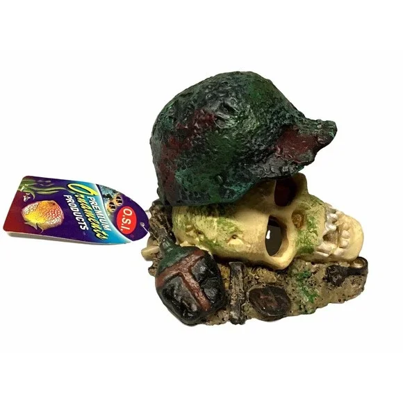 Air Operated Helmet Skull Aquarium Decorations Ornament OSI #90002 Very Cool
