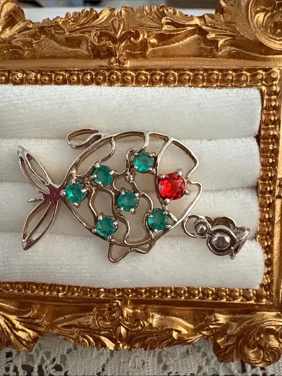Green Tourmaline fish Pendant.