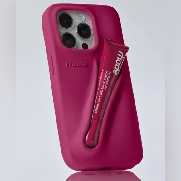 RHODE Raspberry Jelly Peptide Lip Holder iPhone 13 Pro Silicone Cellphone Case