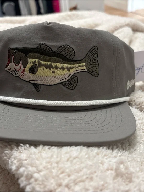 Gray Fishing Cap with Embroidered Bass - Unbranded