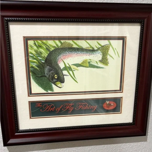 Framed Fish Art Print in Green and Black Grandpa Core