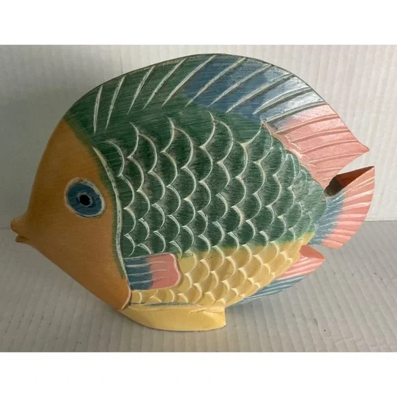 Fish decor Teakwood ocean beach tropical Decor bright nautical