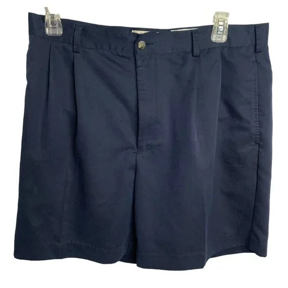 Izod Club International Tour Mens Blue Golf Dress Shorts 38 Casual Pleated