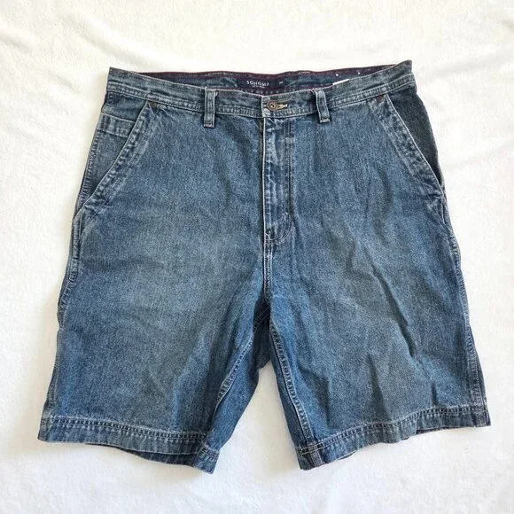 Sonoma‎ Baggy Utility Denim Shorts Size 34 Carpenter Dark Wash Y2K Skater Jorts