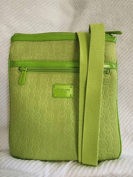 Michael Kors Neon Green Embossed Crossbody Bag