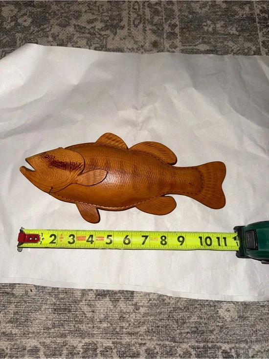 Handmade Leather Trout Fish Wall Sculpture by Lance Marshall Signed 11.5” Rare