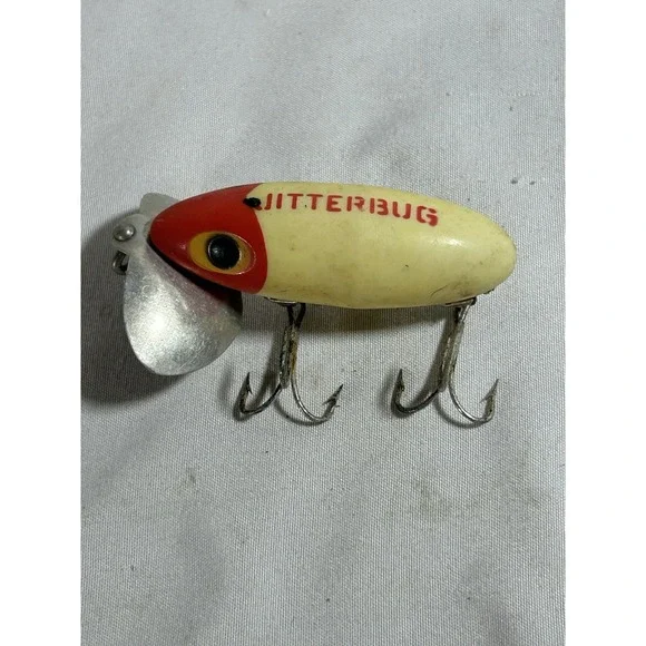 Vintage Fred Arbogast Jitterbug Red / White topwater Fishing Lure USA