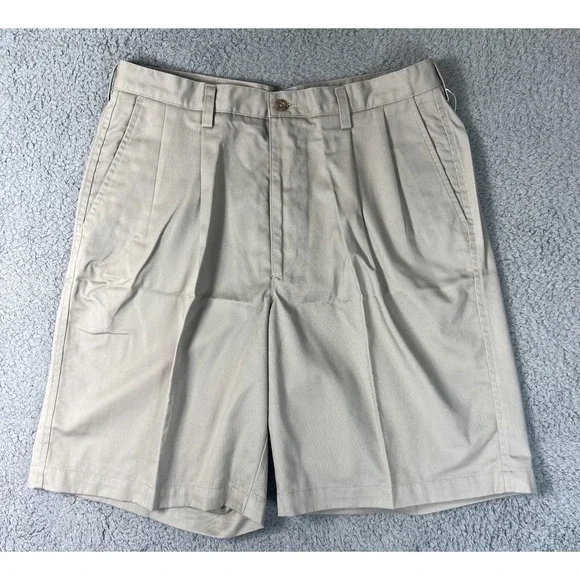Nike Golf Chino Shorts 100% Cotton Pleated Front Beige Men's Size 34 VTG‎ NWT