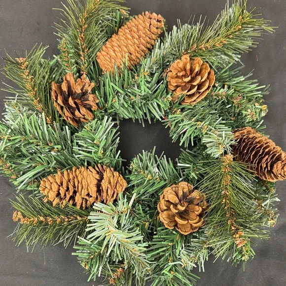 12 inch Ashland Green and Brown Pinecone Holiday Wreath noble pine new door deco
