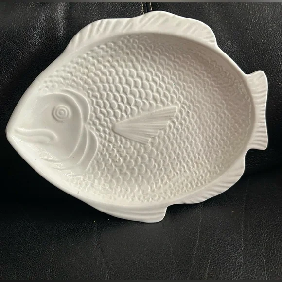 Whittier Pottery White Fish Shaped Ceramic Serving Platter