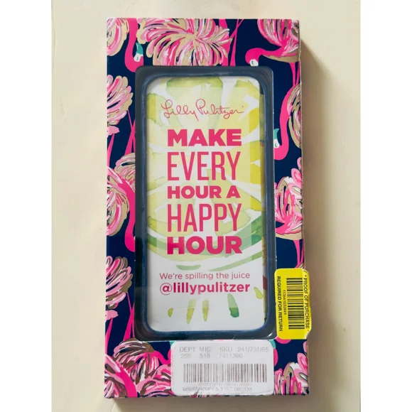 NEW LILLY PULITZER Florida Flamingo CELL PHONE CASE iPhone 6/6S Navy Blue Pink