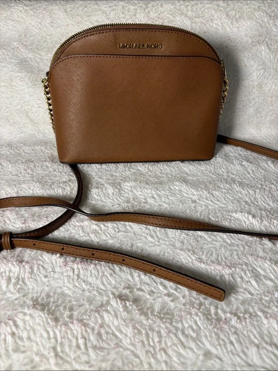 Michael Kors Camel Saffiano Leather Crossbody Dome Bag